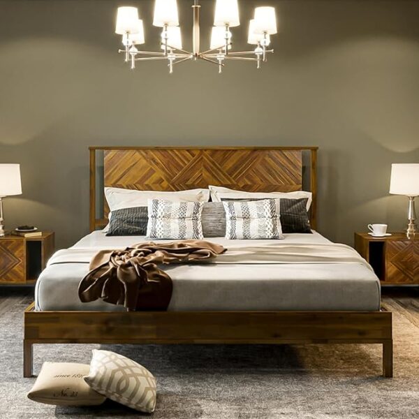 Bme Ethan King Size Bed Frame with Diamond Headboard,