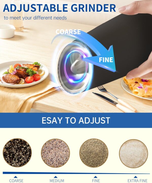 CIRCLE JOY Graviry Electric Salt and Pepper Grinder Set Automatic Salt and Pepper Grinder Set - Image 3
