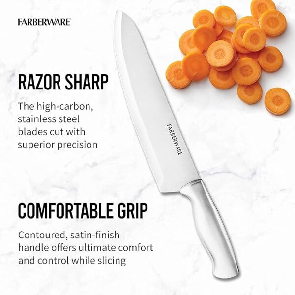 Farberware 15-Piece High-Carbon Stamped Stainless Steel Kitchen Knife Set - Image 3
