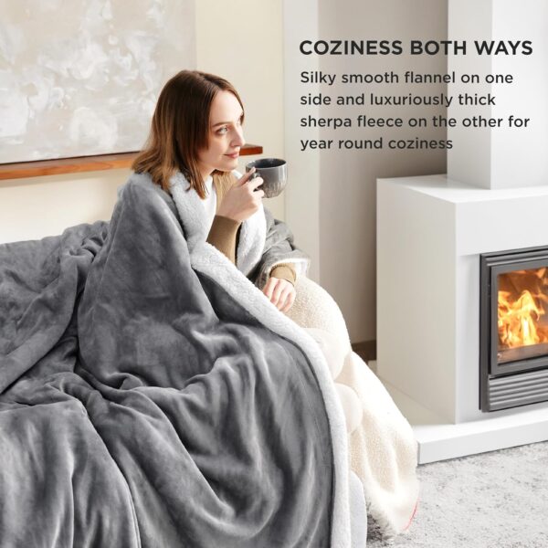 Bedsure Sherpa Fleece Throw Blanket for Couch - - Image 3