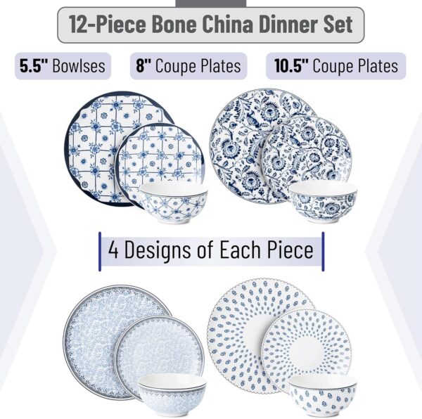 BTaT- Dinnerware Sets for 4, 12 pcs, Ceramic Dinnerware Sets - Image 4